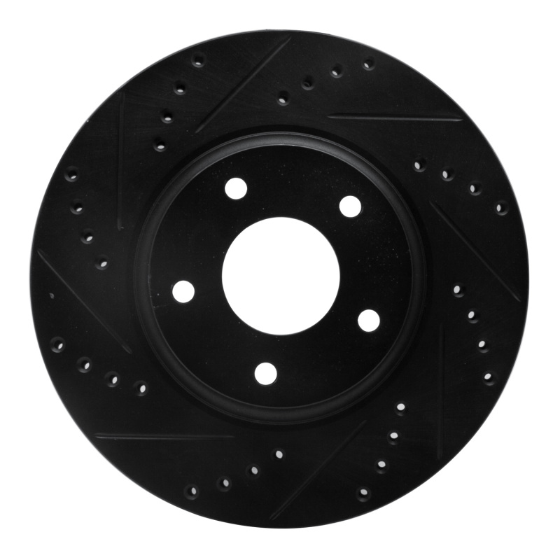 Picture of R1 02-06 Infiniti I35 Front Left Drilled & Slotted Black Brake Rotor