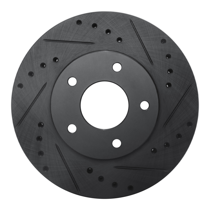 Picture of R1 99-01 Infiniti I30 Front Right Drilled & Slotted Black Brake Rotor