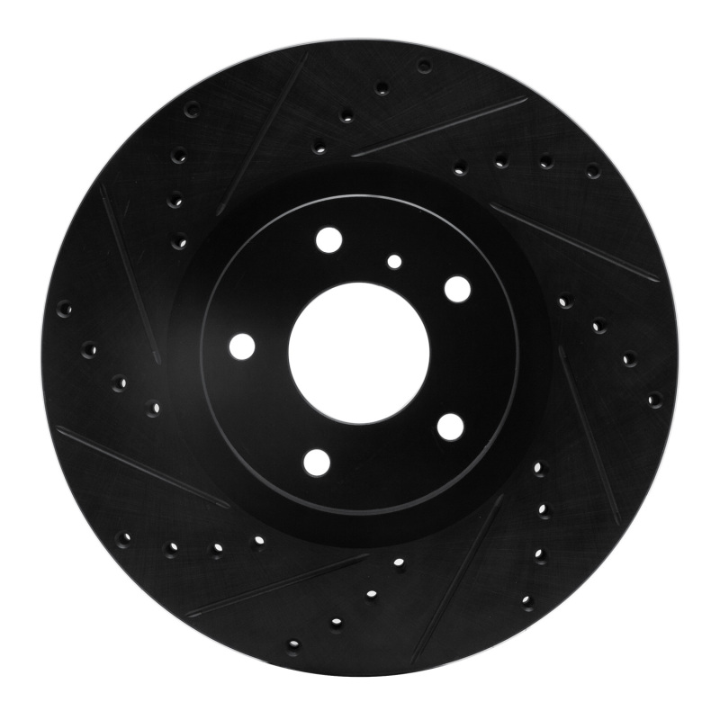 Picture of R1 03-23 Infiniti EX35 Front Left Drilled & Slotted Black Brake Rotor