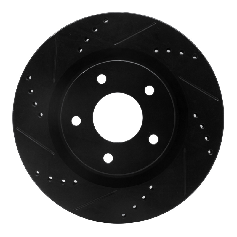 Picture of R1 07-13 Nissan Altima Front Left Drilled & Slotted Black Brake Rotor