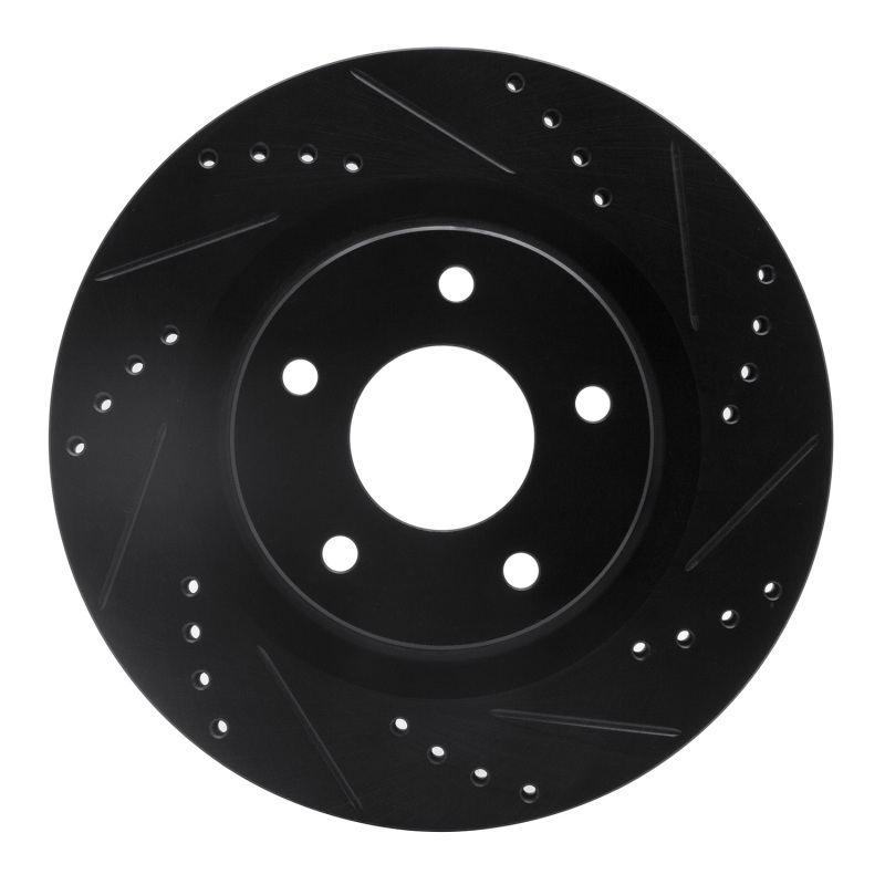 Picture of R1 07-13 Nissan Altima Front Right Drilled & Slotted Black Brake Rotor