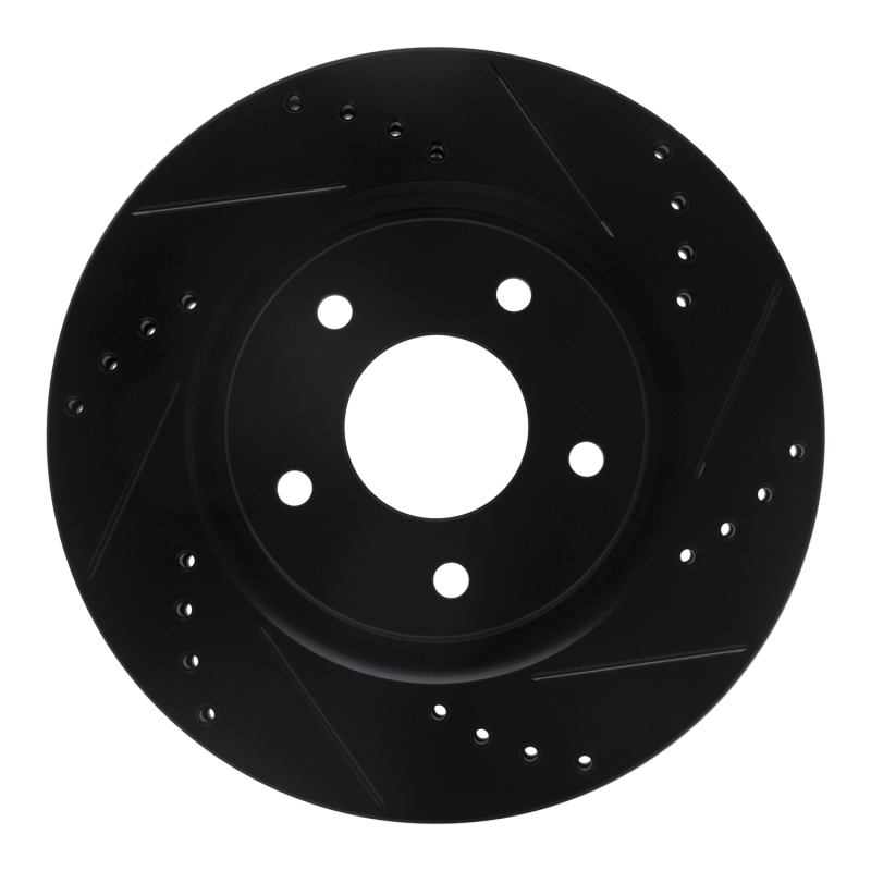 Picture of R1 07-15 Nissan Rogue Front Right Drilled & Slotted Black Brake Rotor
