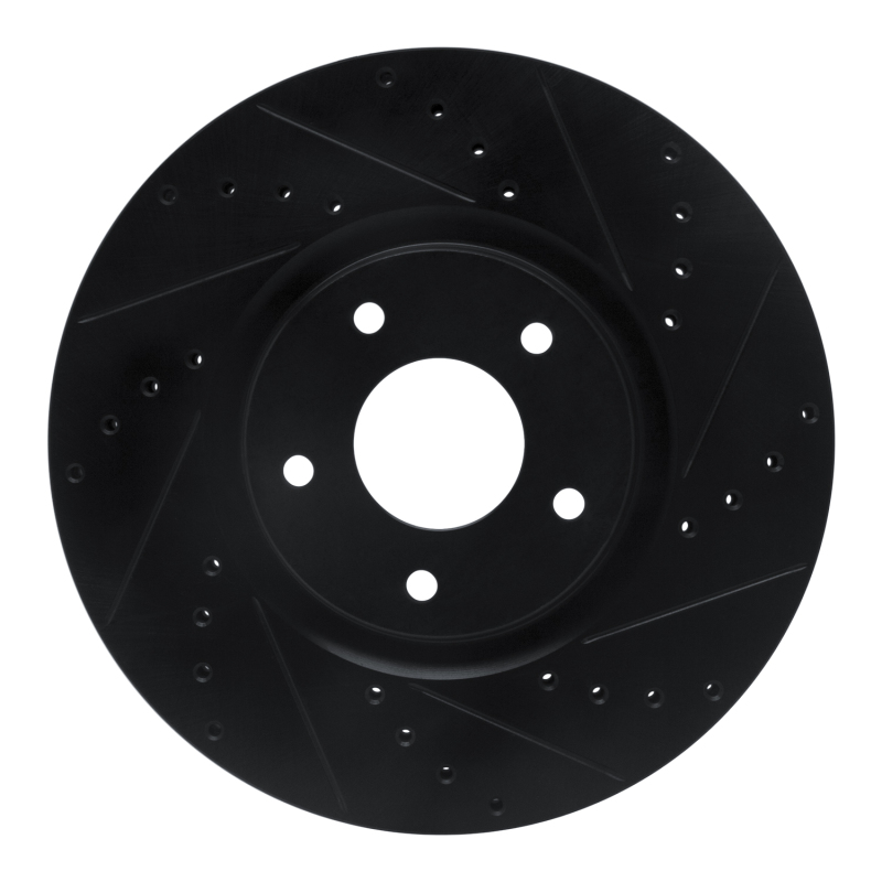 Picture of R1 07-17 Nissan Sentra Front Right Drilled & Slotted Black Brake Rotor
