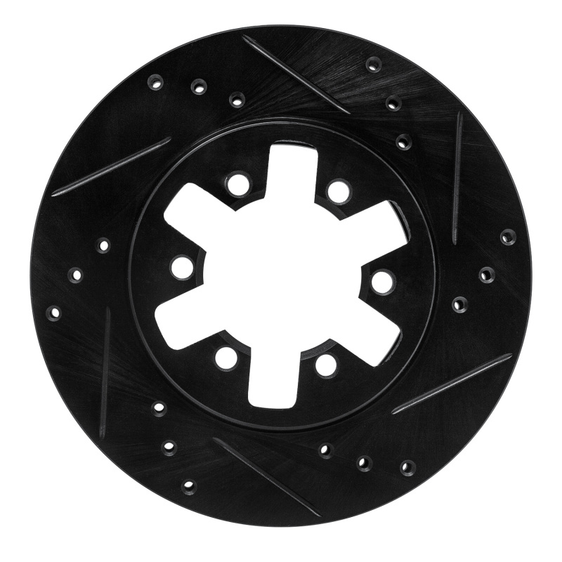 Picture of R1 85-12 Nissan D21 Pickup RWD (4 Cyl Excl HD) Front Right Drilled & Slotted Black Brake Rotor