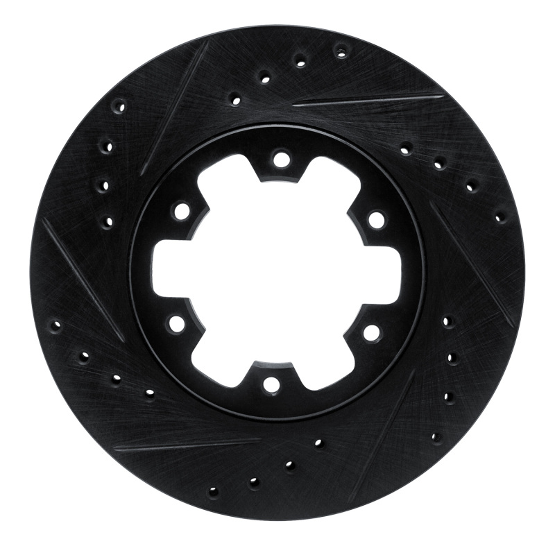 Picture of R1 85-02 Nissan Pathfinder Front Left Drilled & Slotted Black Brake Rotor