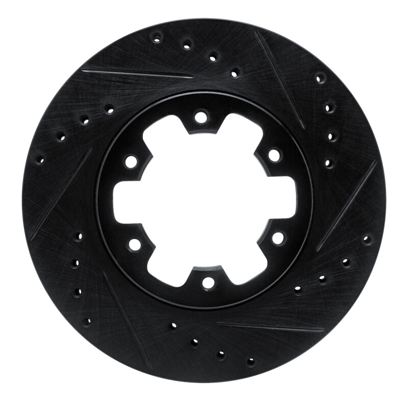 Picture of R1 85-02 Nissan D21 Pickup 4WD (4 Cyl Excl HD) Front Right Drilled & Slotted Black Brake Rotor