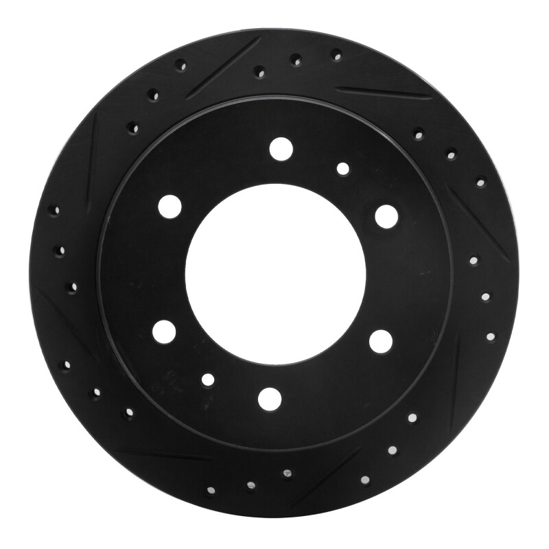 Picture of R1 88-95 Nissan Pathfinder Rear Left Drilled & Slotted Black Brake Rotor