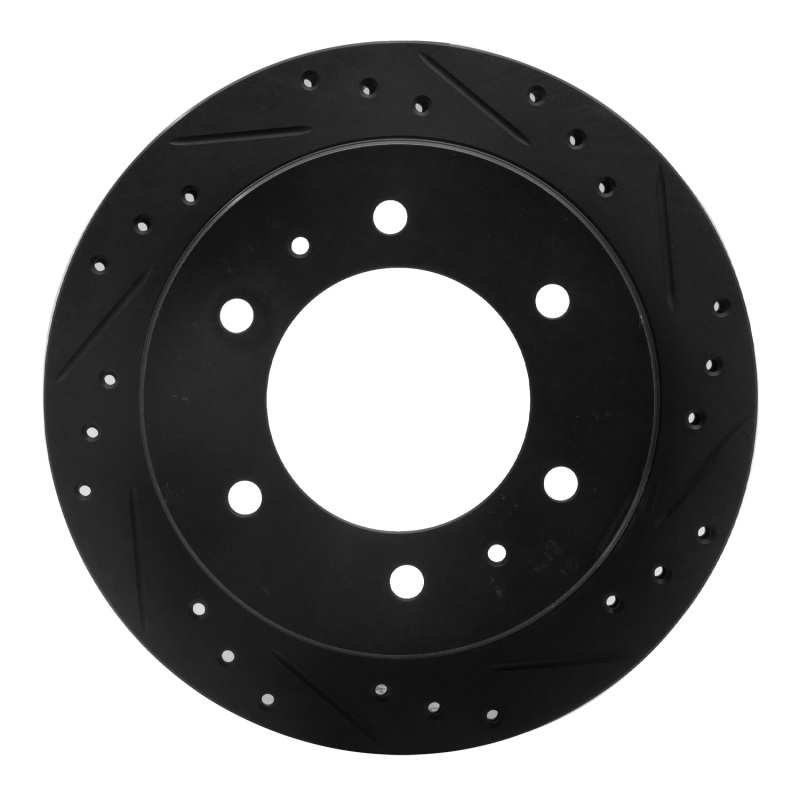 Picture of R1 88-95 Nissan Pathfinder Rear Right Drilled & Slotted Black Brake Rotor