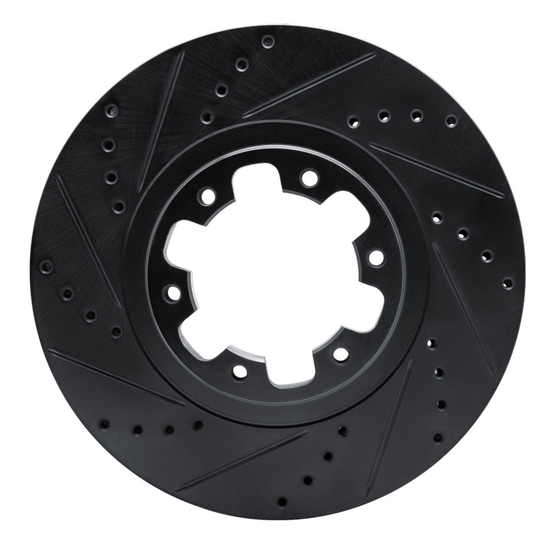 Picture of R1 98-04 Infiniti QX4 Front Left Drilled & Slotted Black Brake Rotor
