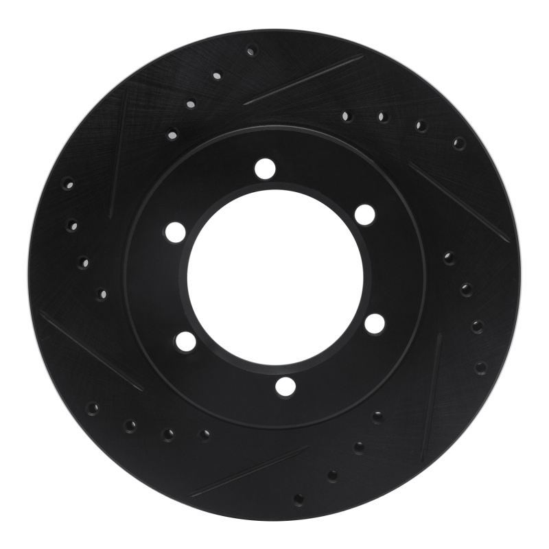 Picture of R1 98-15 Nissan Frontier Front Left Drilled & Slotted Black Brake Rotor