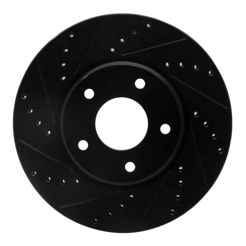 Picture of R1 02-17 Infiniti M45 Front Left Drilled & Slotted Black Brake Rotor