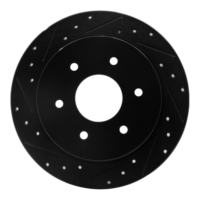 Picture of R1 04-15 Infiniti QX56 Rear Left Drilled & Slotted Black Brake Rotor