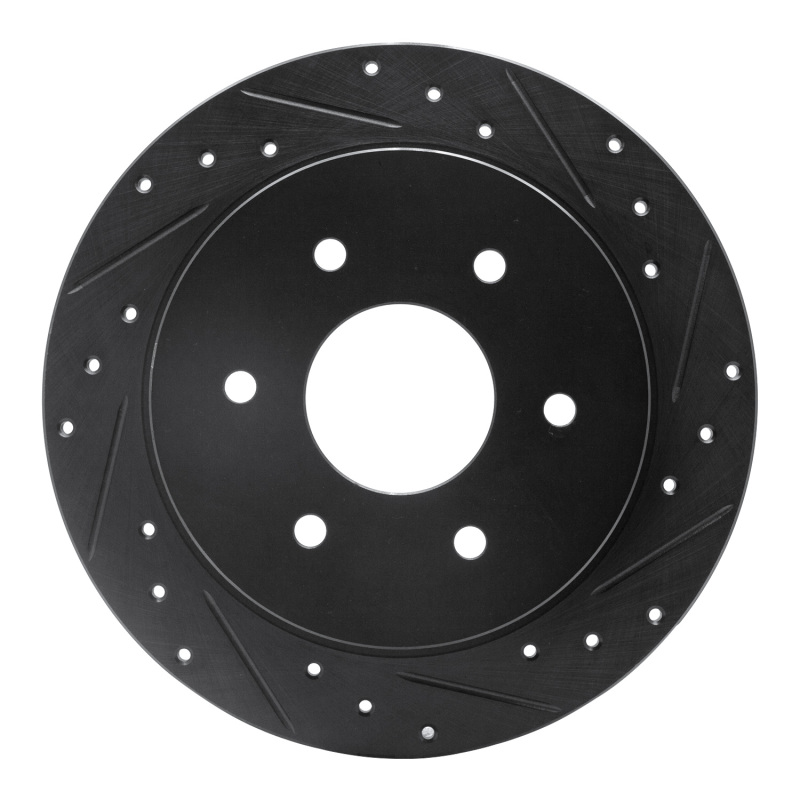 Picture of R1 04-15 Infiniti QX56 Rear Right Drilled & Slotted Black Brake Rotor