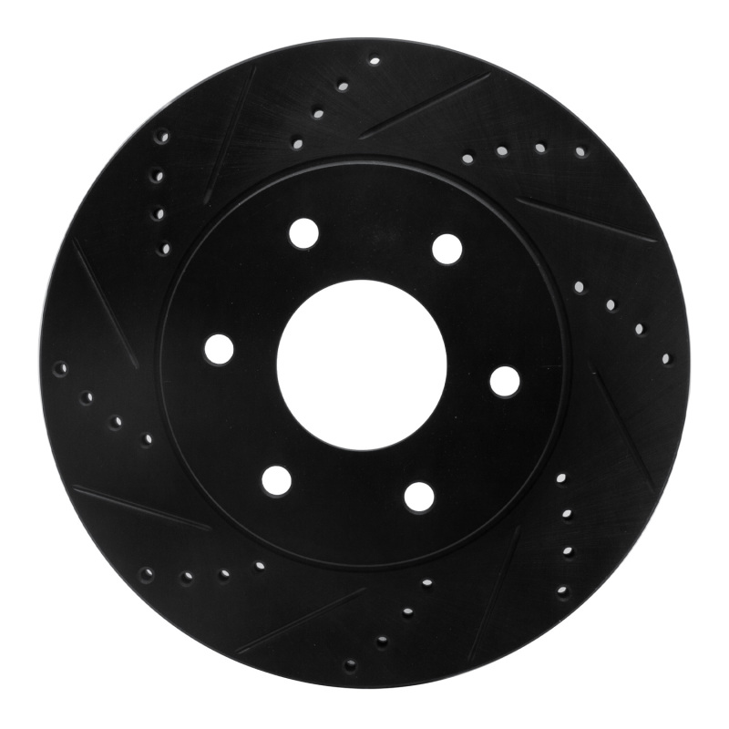 Picture of R1 04-05 Infiniti QX56 Front Left Drilled & Slotted Black Brake Rotor