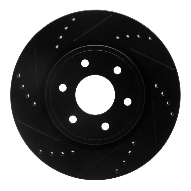 Picture of R1 05-25 Nissan Pathfinder Front Left Drilled & Slotted Black Brake Rotor