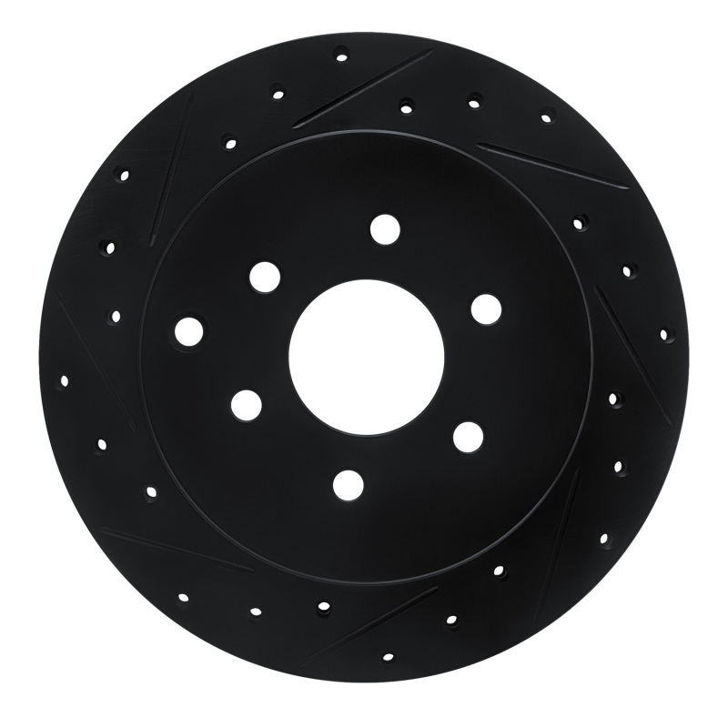 Picture of R1 05-12 Nissan Pathfinder Rear Left Drilled & Slotted Black Brake Rotor