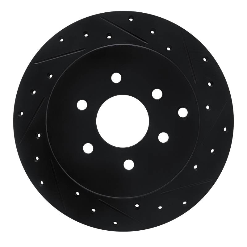 Picture of R1 05-12 Nissan Pathfinder Rear Right Drilled & Slotted Black Brake Rotor