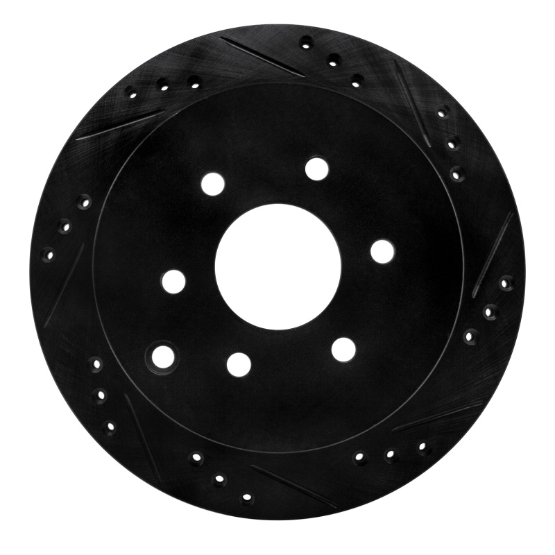 Picture of R1 05-25 Nissan Frontier Rear Right Drilled & Slotted Black Brake Rotor