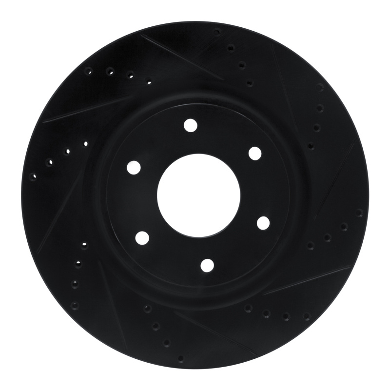 Picture of R1 05-07 Infiniti QX56 Front Right Drilled & Slotted Black Brake Rotor