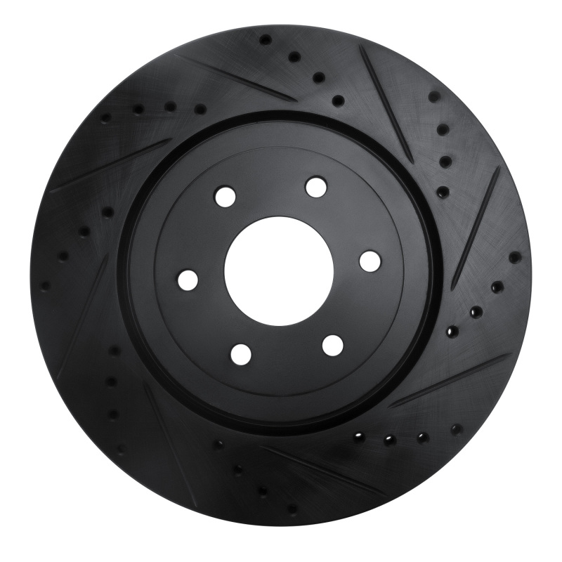 Picture of R1 08-11 Nissan Pathfinder Front Right Drilled & Slotted Black Brake Rotor