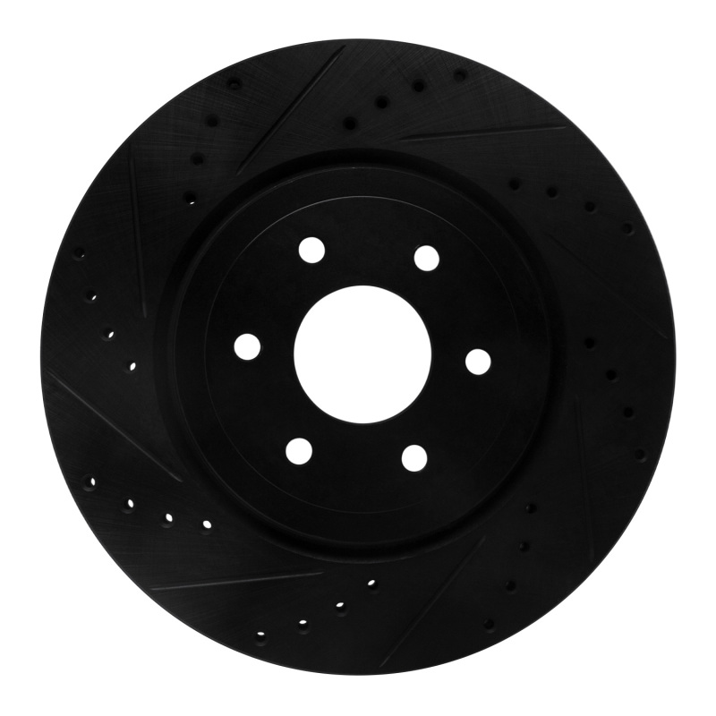 Picture of R1 08-11 Nissan Pathfinder Front Left Drilled & Slotted Black Brake Rotor