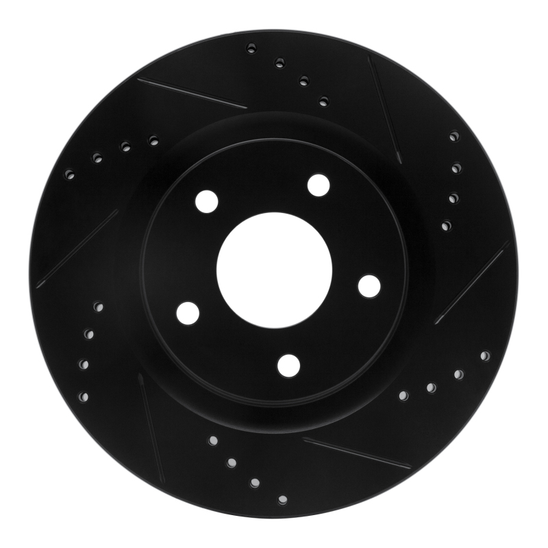 Picture of R1 11-19 Nissan Juke Front Right Drilled & Slotted Black Brake Rotor