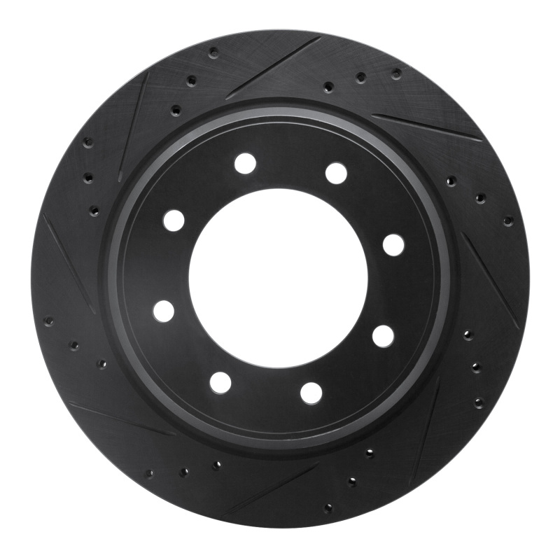 Picture of R1 12-21 Nissan NV1500 Rear Left Drilled & Slotted Black Brake Rotor