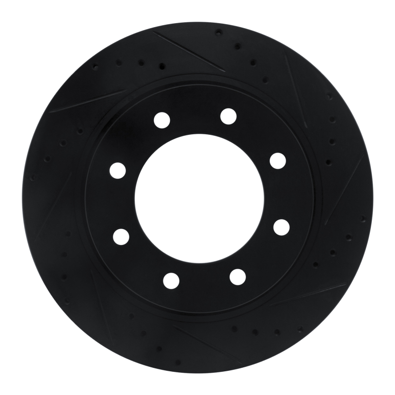 Picture of R1 12-21 Nissan NV1500 Front Right Drilled & Slotted Black Brake Rotor