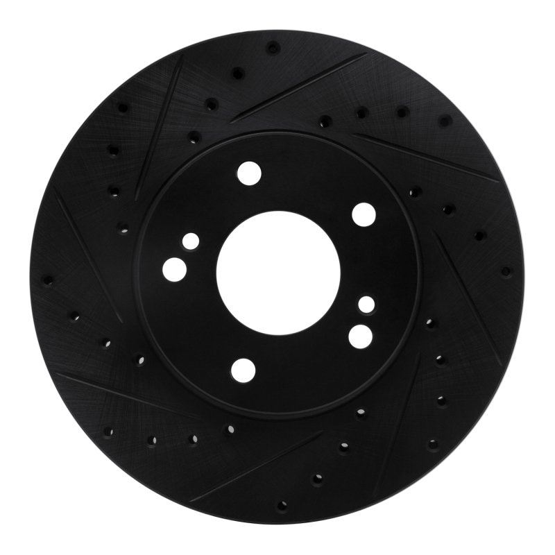 Picture of R1 90-97 Infiniti J30 Front Left Drilled & Slotted Black Brake Rotor