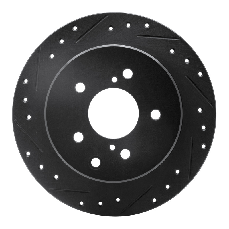 Picture of R1 90-96 Infiniti Q45 Rear Left Drilled & Slotted Black Brake Rotor