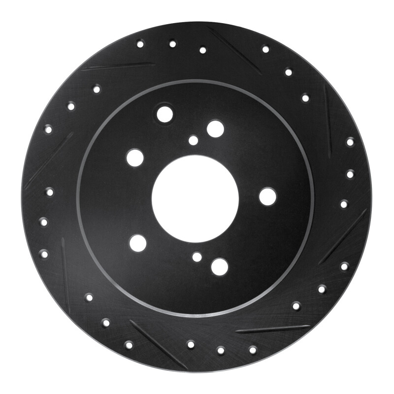 Picture of R1 90-96 Infiniti Q45 Rear Right Drilled & Slotted Black Brake Rotor