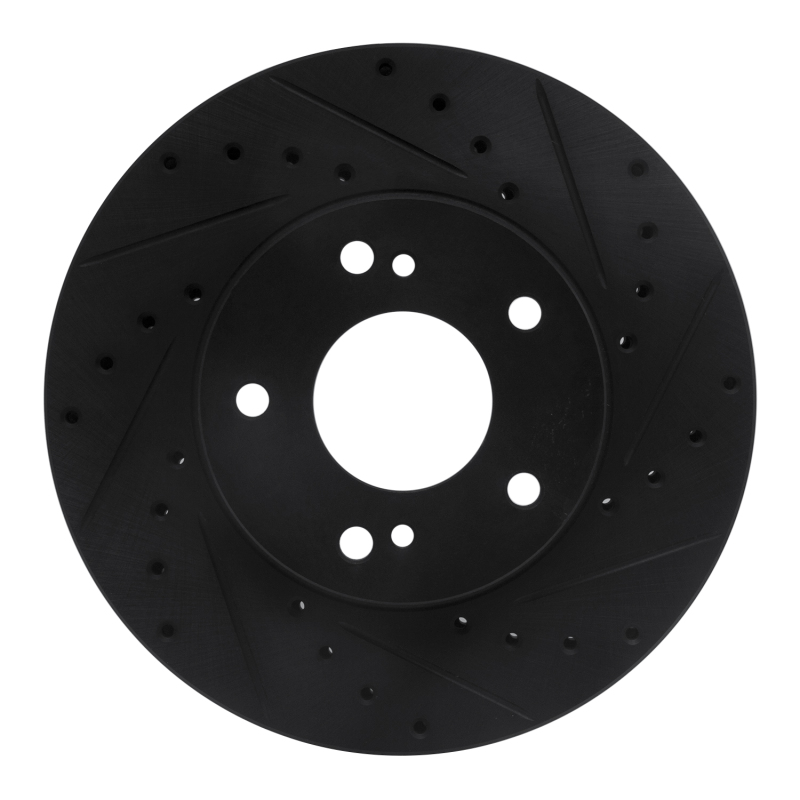 Picture of R1 90-97 Infiniti Q45 Front Right Drilled & Slotted Black Brake Rotor