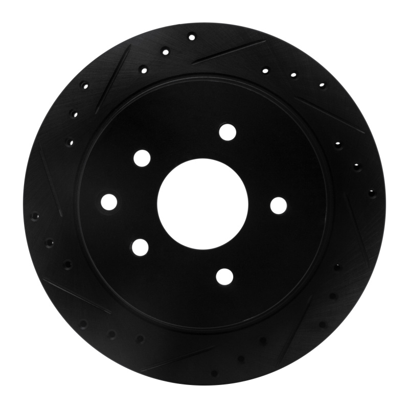 Picture of R1 93-01 Infiniti Q45 Rear Left Drilled & Slotted Black Brake Rotor