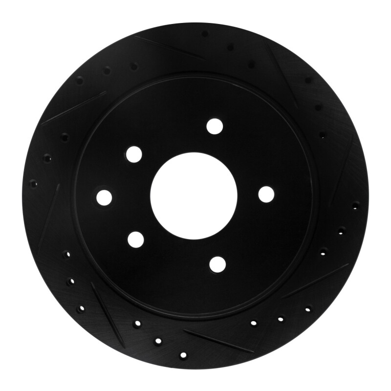 Picture of R1 93-01 Infiniti Q45 Rear Right Drilled & Slotted Black Brake Rotor