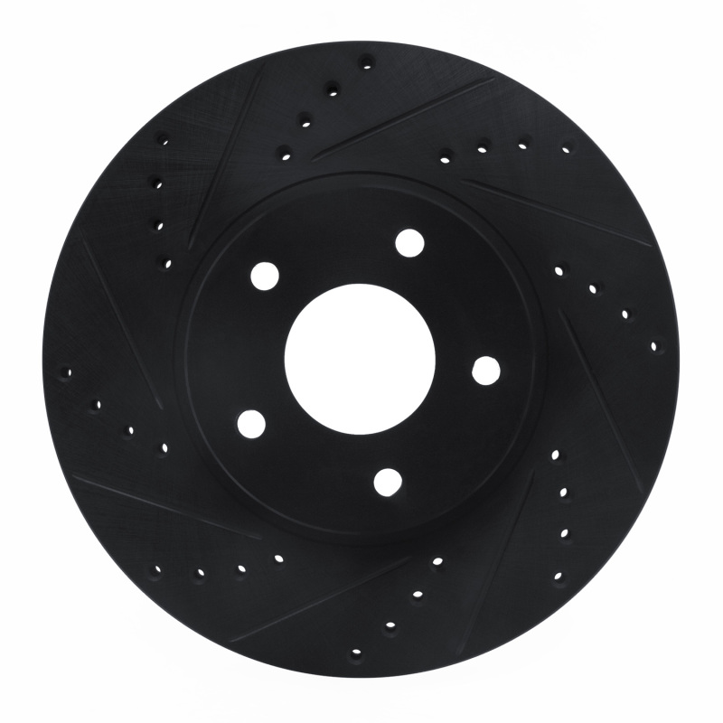 Picture of R1 97-01 Infiniti Q45 Front Left Drilled & Slotted Black Brake Rotor