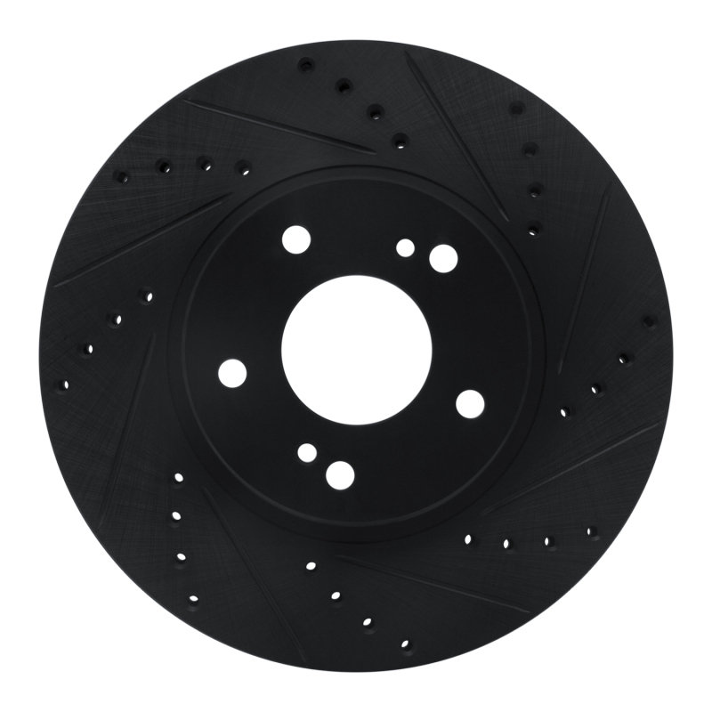 Picture of R1 97-01 Infiniti Q45 Front Right Drilled & Slotted Black Brake Rotor