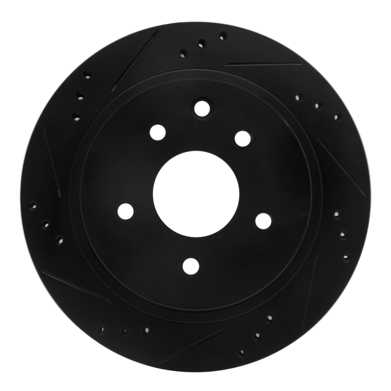 Picture of R1 02-06 Infiniti M45 Rear Left Drilled & Slotted Black Brake Rotor