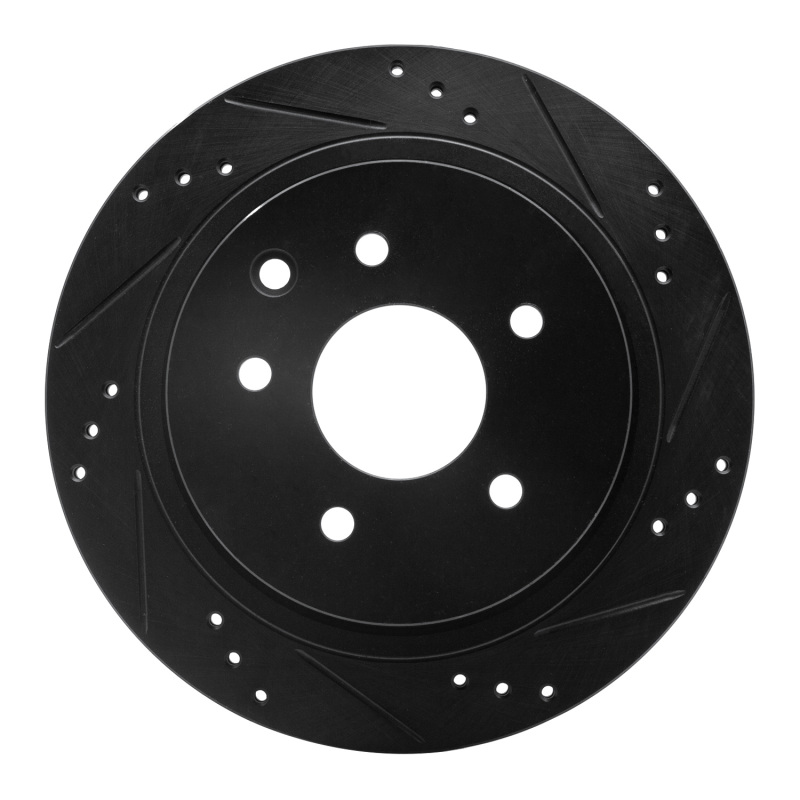 Picture of R1 02-06 Infiniti Q45 Rear Right Drilled & Slotted Black Brake Rotor