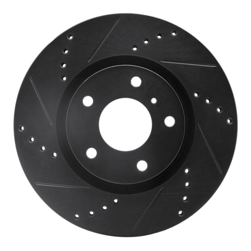 Picture of R1 03-05 Infiniti G35 Front Left Drilled & Slotted Black Brake Rotor