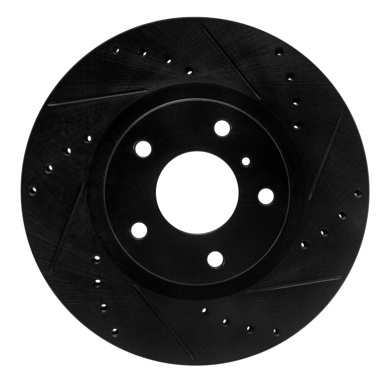 Picture of R1 03-05 Infiniti G35 Front Right Drilled & Slotted Black Brake Rotor