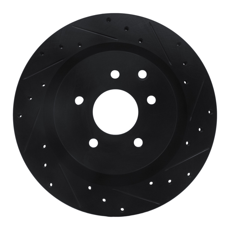 Picture of R1 03-08 Infiniti G35 Rear Right Drilled & Slotted Black Brake Rotor