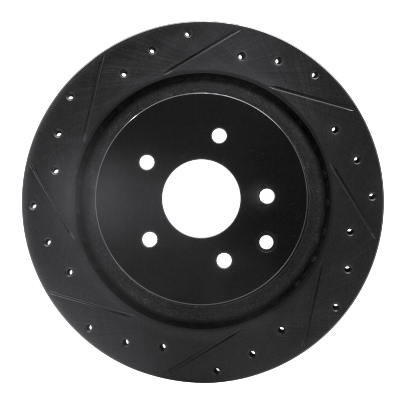 Picture of R1 07-15 Infiniti Q60 Rear Left Drilled & Slotted Black Brake Rotor
