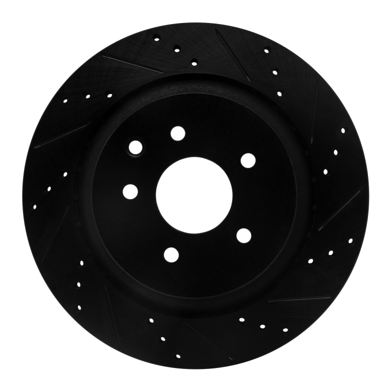 Picture of R1 07-15 Infiniti G35 Rear Right Drilled & Slotted Black Brake Rotor