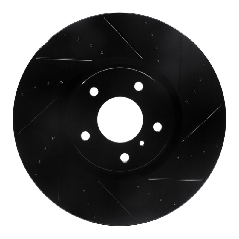 Picture of R1 07-15 Infiniti G35 Front Right Drilled & Slotted Black Brake Rotor