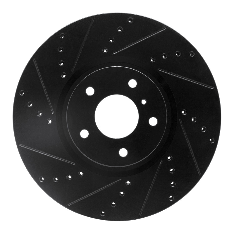 Picture of R1 07-15 Infiniti Q60 Front Left Drilled & Slotted Black Brake Rotor