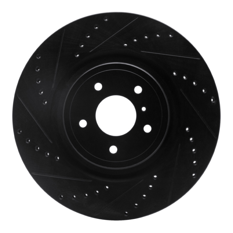 Picture of R1 08-25 Infiniti QX70 Front Left Drilled & Slotted Black Brake Rotor