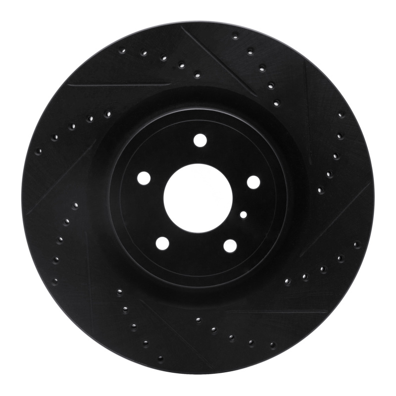 Picture of R1 08-25 Infiniti Q50 Front Right Drilled & Slotted Black Brake Rotor