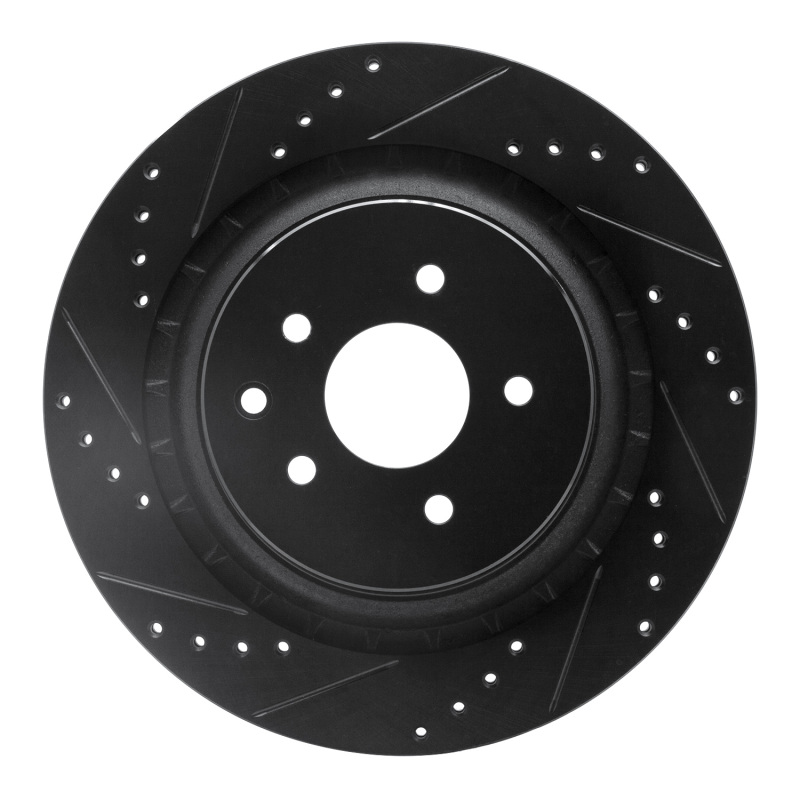 Picture of R1 08-25 Infiniti Q60 Rear Left Drilled & Slotted Black Brake Rotor