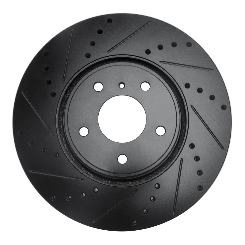Picture of R1 05-14 Infiniti FX35 Front Left Drilled & Slotted Black Brake Rotor
