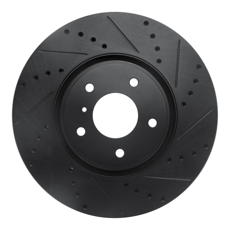 Picture of R1 05-14 Infiniti FX45 Front Right Drilled & Slotted Black Brake Rotor